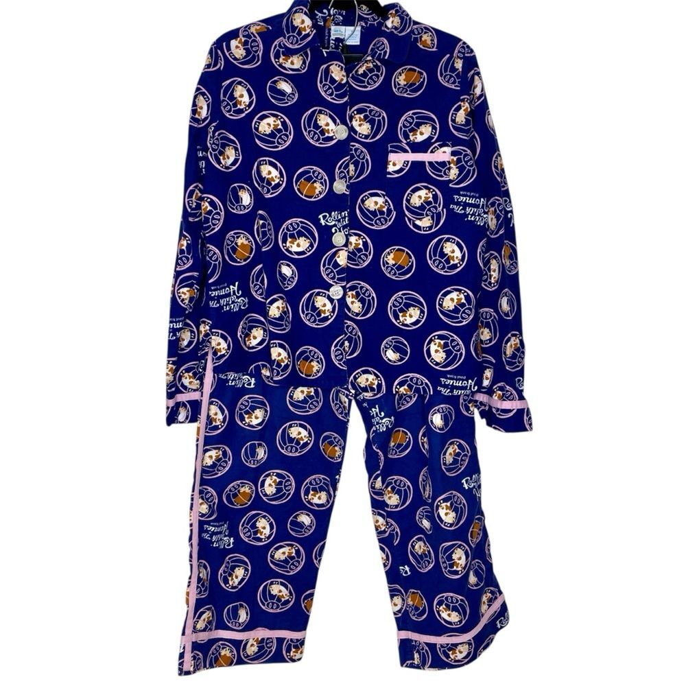 Paul Frank Set Pajamas Hamster Rollin With the Homies Y2K Blue Pink Trim Size XL